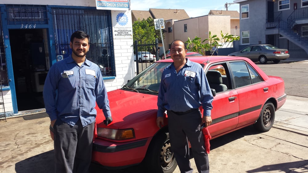 Car Diego Auto Repair team in front of the shop at 3464 Adams Ave
